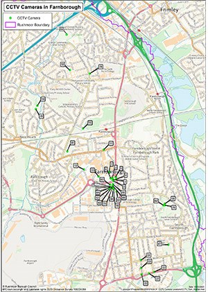 Farnborough CCTV locations map
