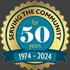Serving the community for 50 years logo
