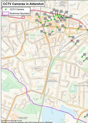 Aldershot CCTV locations map