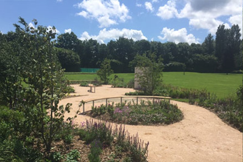 The path and curved bench