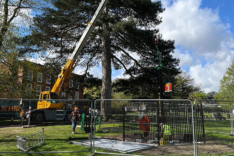 Crane Putting The Beacon In Place