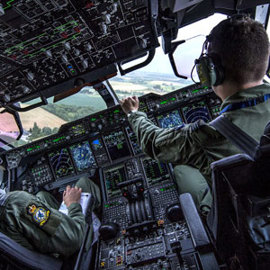 Cockpit view from military plane