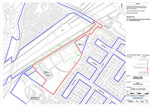 Map showing land at Hawley Lane