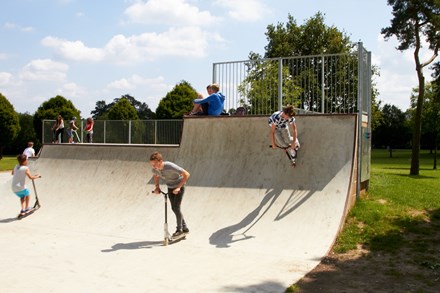 Manor Park young people enjoying the skate park