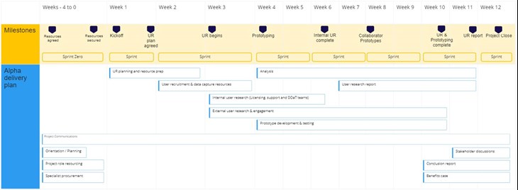 Licensing service 12 week alpha delivery plan