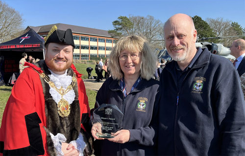 Aldershot volunteers Caroline and Mick Mills with the Mayor of Rushmoor