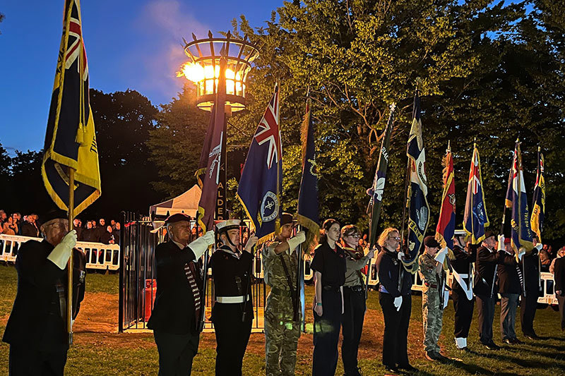 Flag Bearers And Lit Beacon