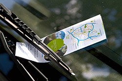 Leaflet on windscreen