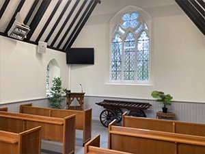 Inside the chapel for funerals