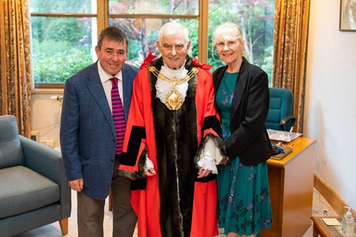 Mayor Rushmoor Councillor John Marsh with his son and daughter in law