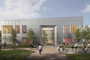 Artist's impression of entrance to new Farnborough Pools and Fitness