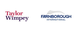 Event sponsor logos, Taylor Wimpey and Farnborough International