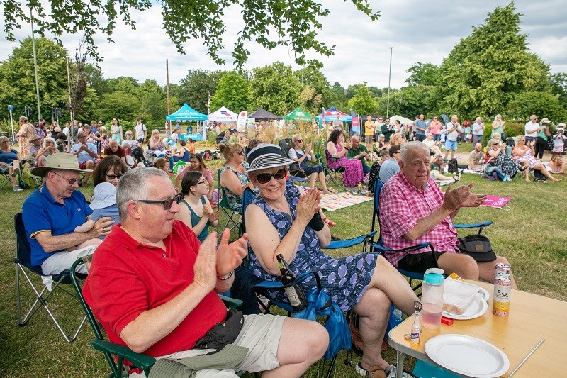 Crowds enjoying the Armed Forces Day Prom in the Park