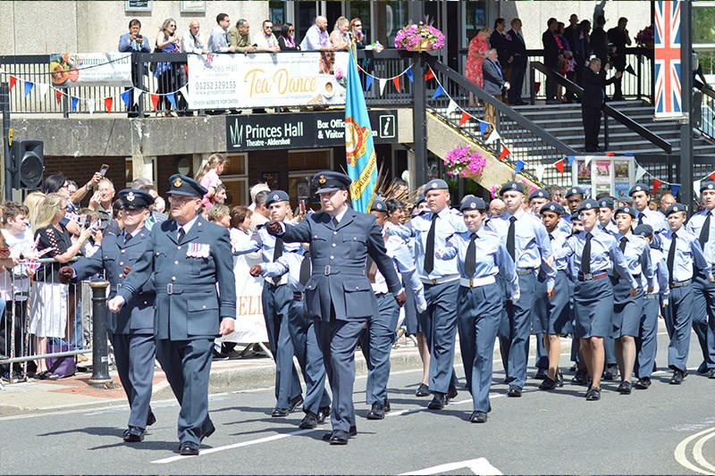 Cadets parading through the town centre