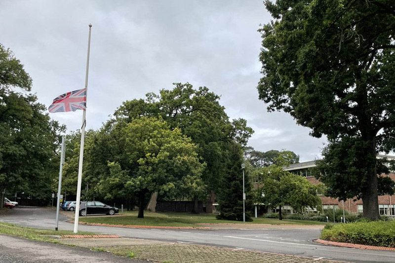 Council Offices Union Flag At Half Mast
