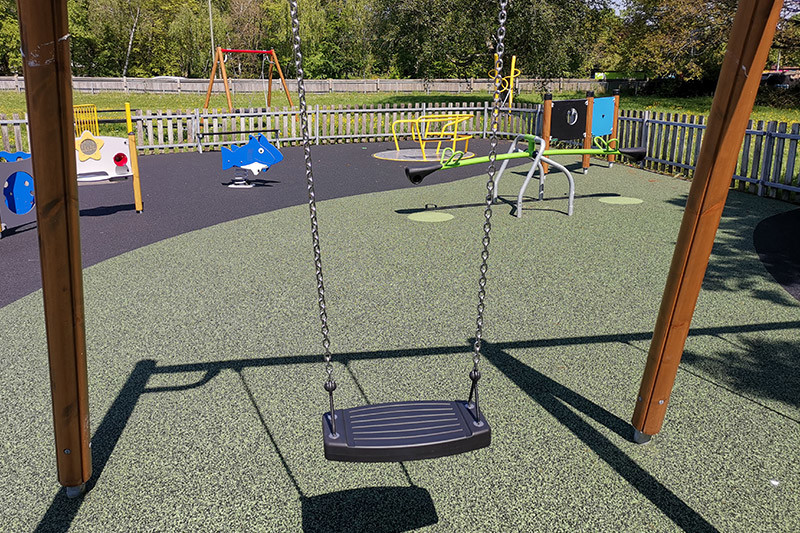 Elles Close Play Area Swings, Seesaw And Roundabout