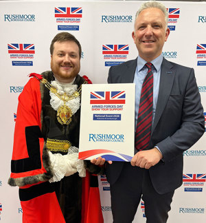 The Mayor of Rushmoor and representative from QinetiQ